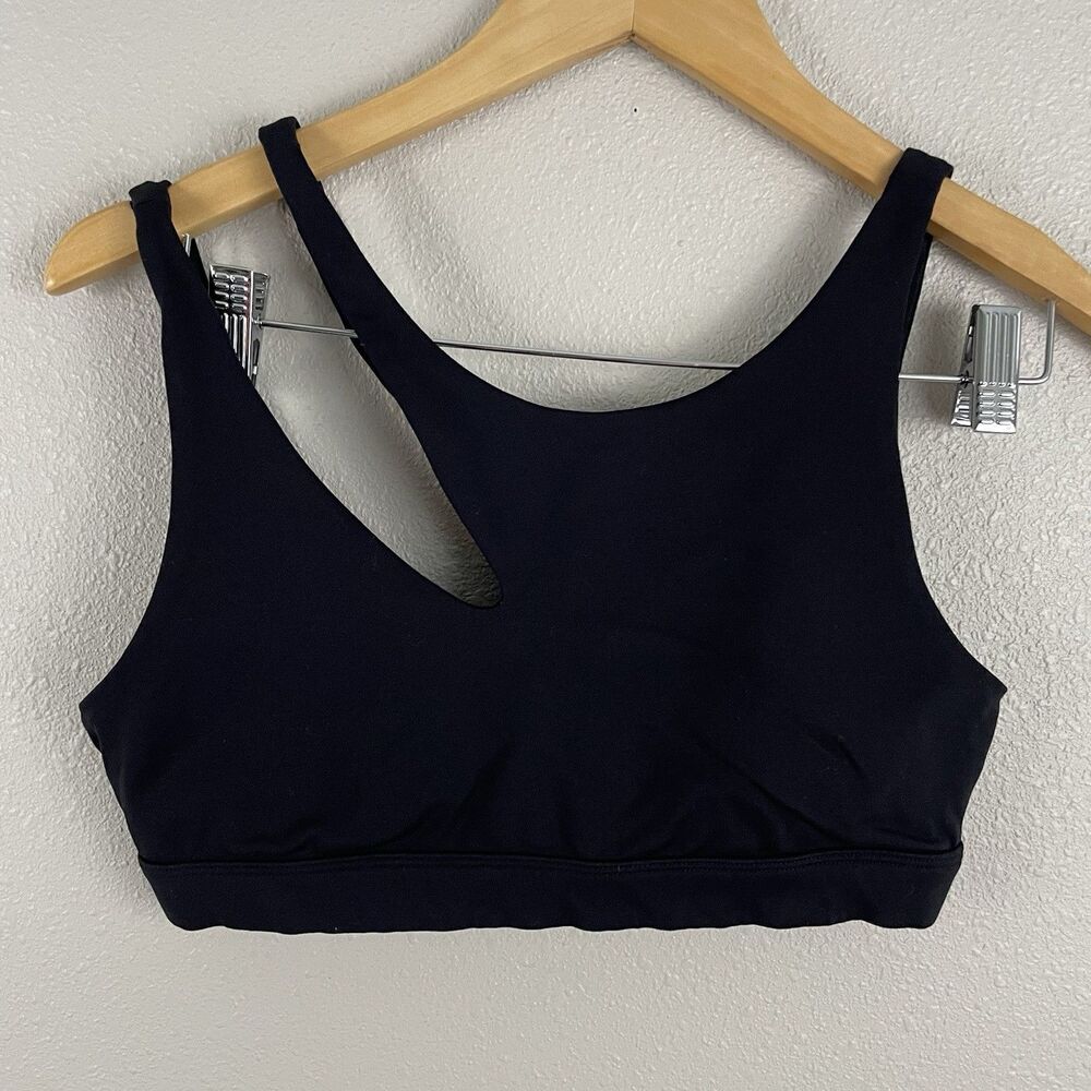 ALO Yoga Womens M Black Peak Asymmetrical Sport Bra Cutout